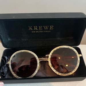 Krewe White Linen Round Sunglasses